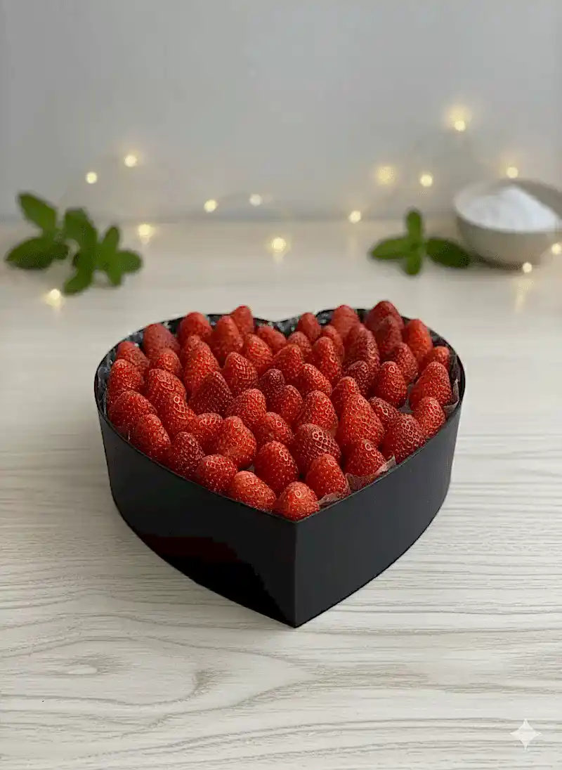 Premium Siyah Kalp Kutuda Taze Çilek Aranjmanı