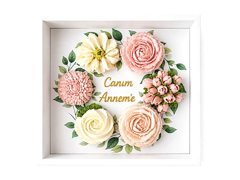Canım Annem Çiçek Bahçesi – Özel Tasarım Butik Cupcake Kutusu